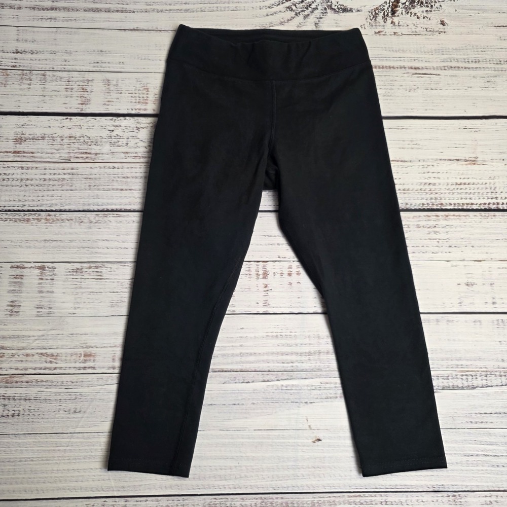 Pact Organic Cotton Spandex Cropped Leggings Capri Pants Black Womens Size Small